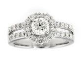 Platinum Round Brilliant Diamond Halo Engagement Ring